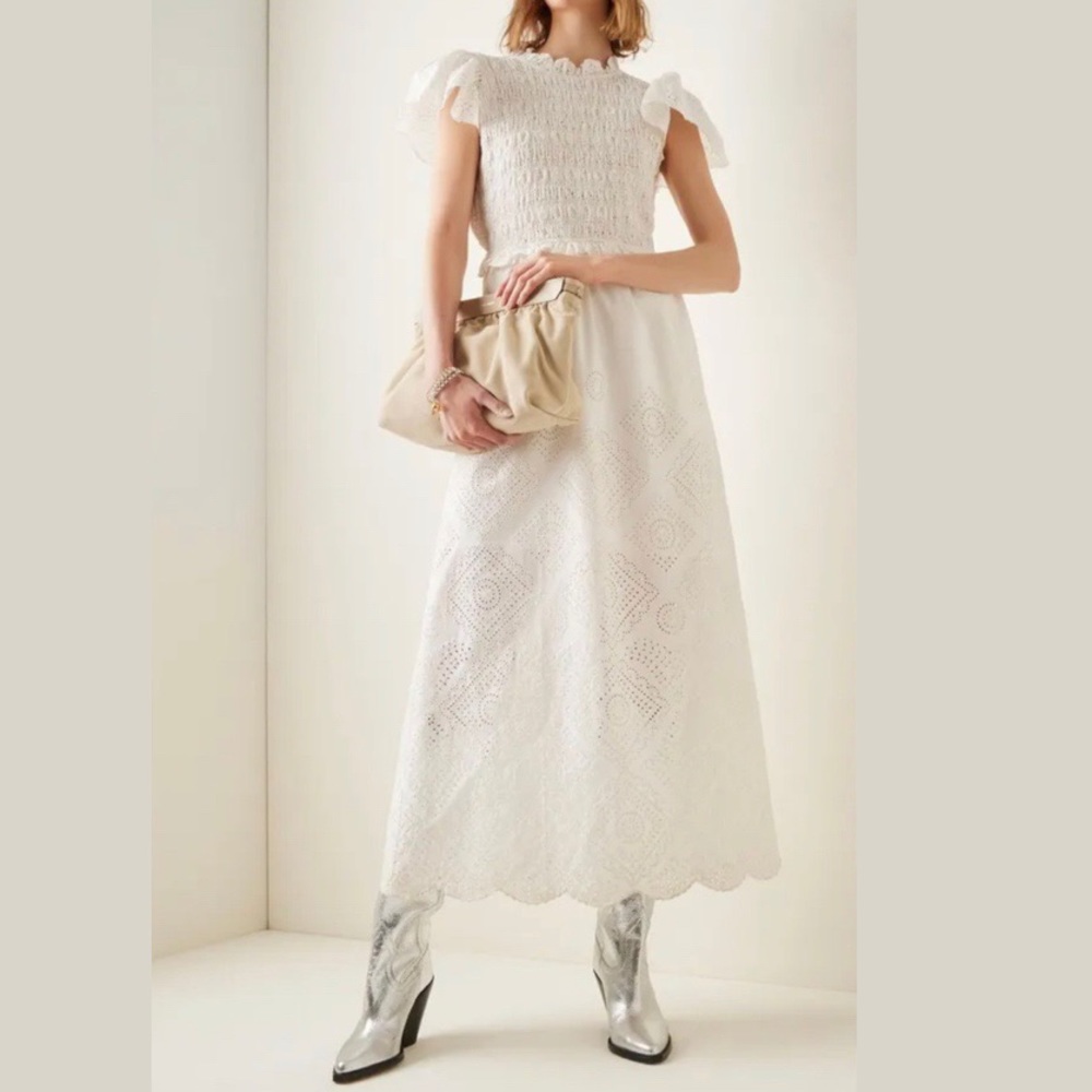 NWT Sea Vienne Eyelet Midi White Dress MSRP$425